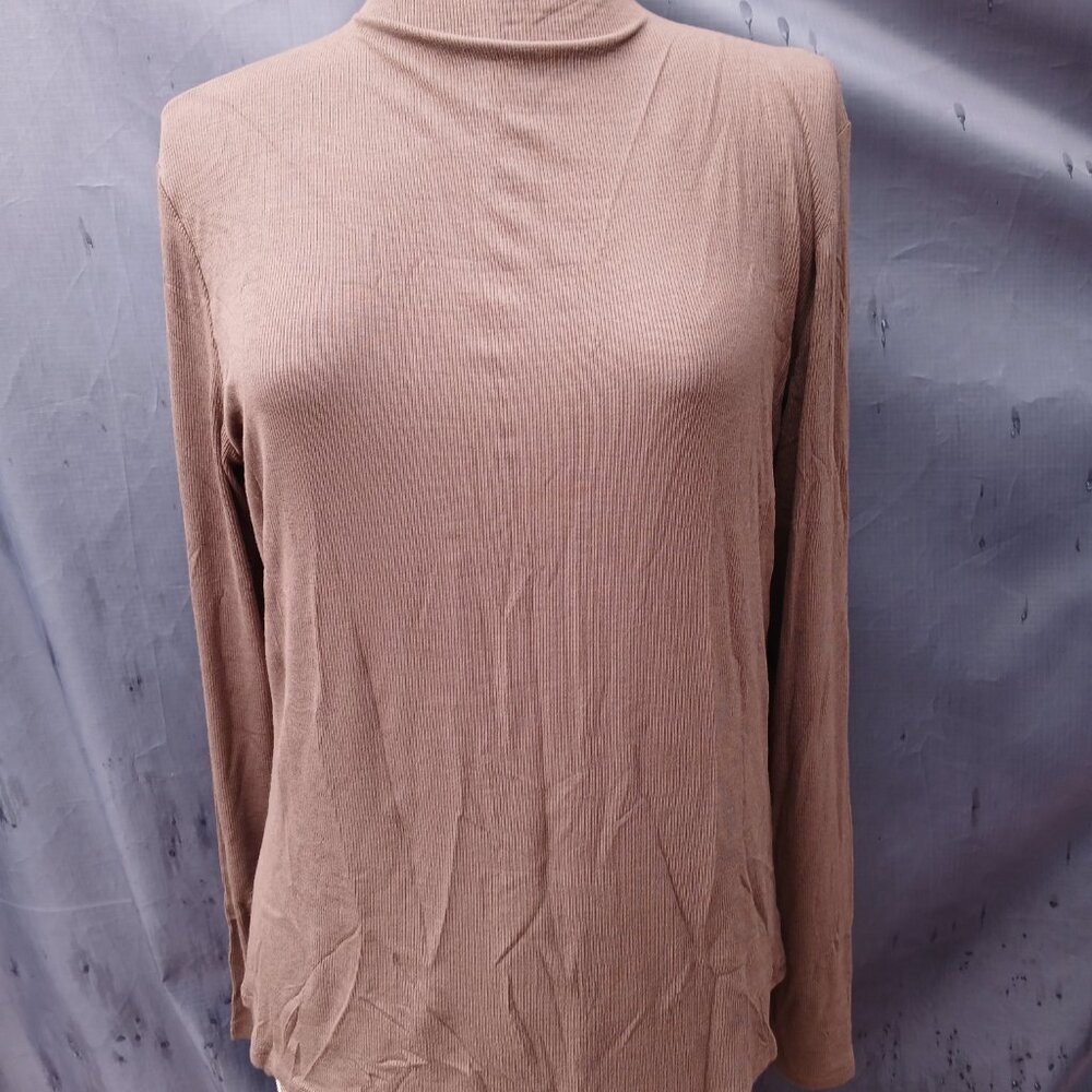 Long Sleeve Ribbed Shirt Blouse Top NWT